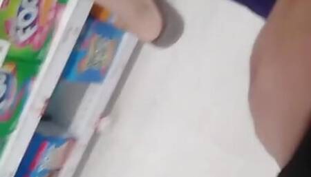 Playing with my wet throbbing pussy in the grocery store