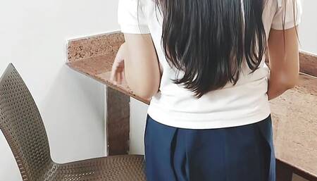 Schoolgirl stepsister seduces her stepbrother to help her with her classes and they end up fucking