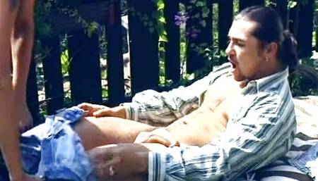 Nasty German slut fucked outdoors