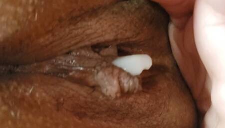 Meaty pussy wife getting fucked and getting a huge creampie inside her pussy