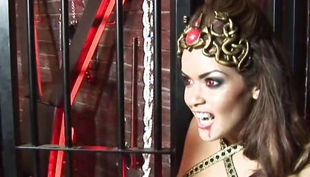 Kinky dude uses his sex slave babes for his fuck pleasures