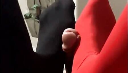 Hot wife footjob at home in stockings compilation