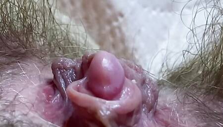 Extreme Closeup Weird Huge Clit Orgasm pov hairy pussy