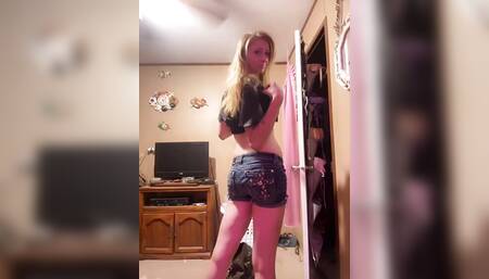 Hot blonde Does a strip tease that will make you come back for more