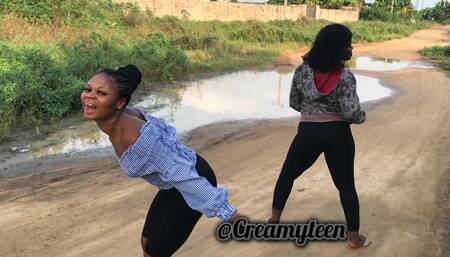 Creamy Lesbian Outdoor Teasing