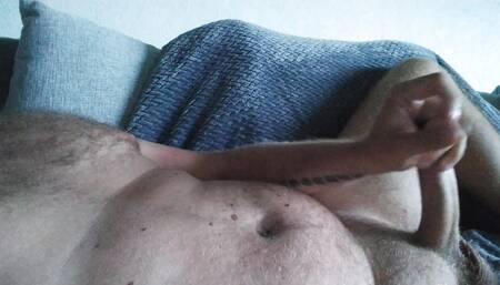 Nice jerk and cumshot in the livingroom