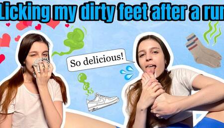 Licking Dirty Feet and Toes Foot Smelling Sneakers