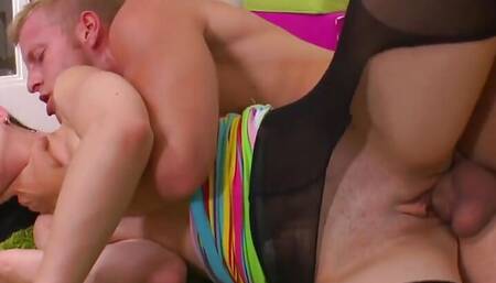 Shy Angela - Brunette teen gets anal penetration in doggy position