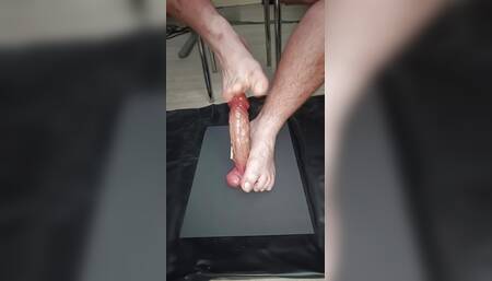 Dildo footjob
