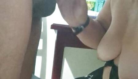 70 year old deep throat milf granny sucking her 25 year old young lover's black cock