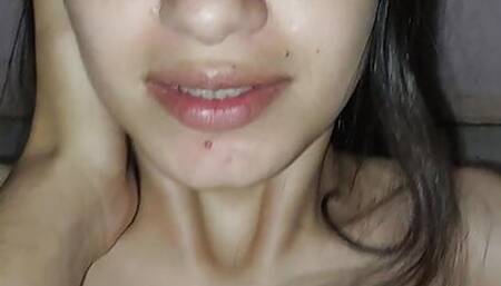 Cute girl shows her face while jumping on top of her boyfriend's cock