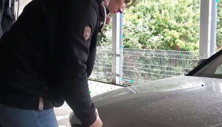 Parking garage escalation! This tail is ours! Thank you for your help in any way!