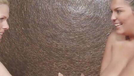 Big tits MILF seduces hetero teen friend to first-time lesbian sex