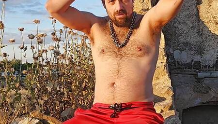CAUGHR Jerking off and pissing myself in the countryside