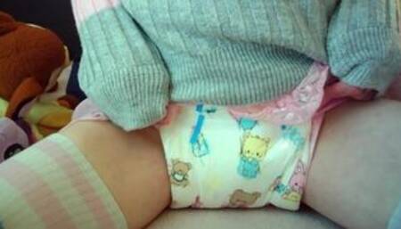 TCD Kiara, Femboy masturbation in cute babygirl diaper.