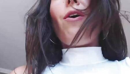 Horny busty slut pissing on fingers and masturbating