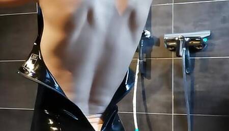 POV Latex Dress Shower Striptease