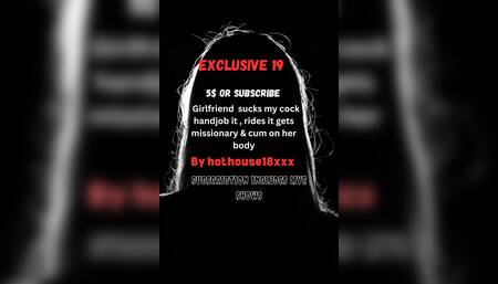 Girlfriend Stacy suck my cock, handjob it & sit on me and I give her missionary and cum on her body