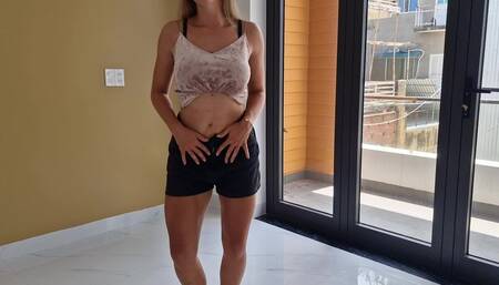 Making him horny with a striptease, he fucked me infront of the window