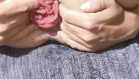 huge toy prolapse and fisting with a rubber hand