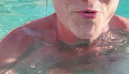 Swimming naked in the pool, couldn't finish! Dropped my phone in the water!