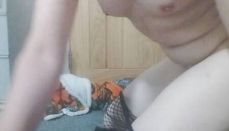 Slutty trans gets ass filled with dildo