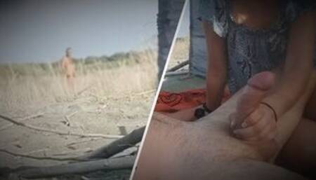 Dick flash - A stranger caught my girlfriend touching my cock on a public beach until I cum