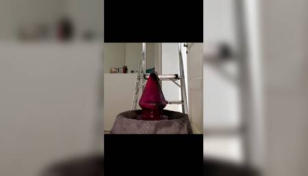 Riding Extreme Huge Buttplug Stretching My Asspussy on The Grip 144