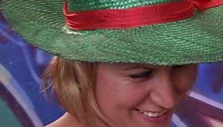 Good looking German blonde adores warm cum on her big melons