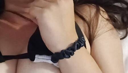 Hot babe touching her body