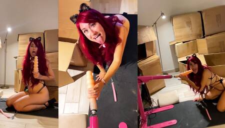 Me- Cat Red Fetish Girl Got Sexually Aroused and Blowjob, Sucked Sex Machine