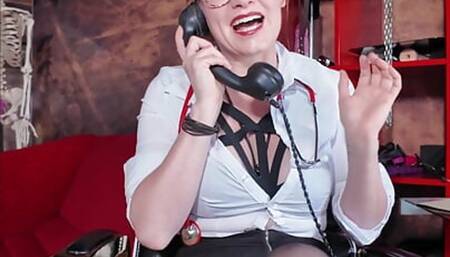 Telephone cumshot quickie at Frau Doktor WIldemann