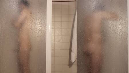 Gay friends shower after fucking