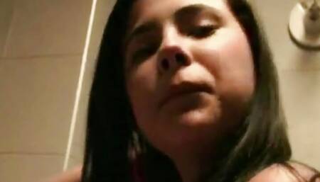 Tiny Tessa perfect tits and ass on toilet