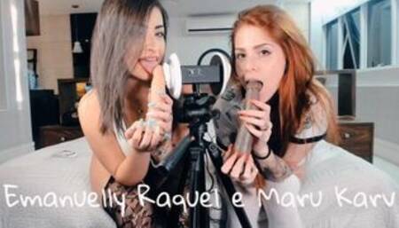 ASMR 3DIO Blowjob Emanuelly Raquel And Marukarv Brazilian Girls ORAL BBC