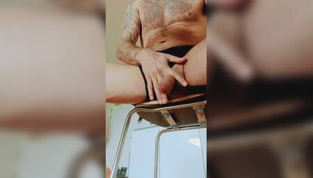 Big Cock Wank Under the Table