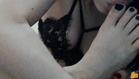 foot licking, tits play, masturbation and orgasm - Unlimited Orgasm