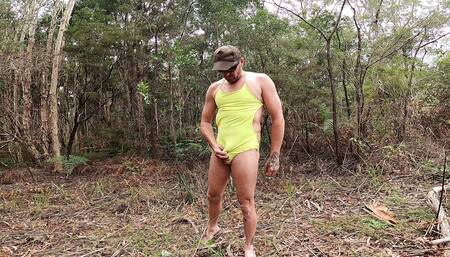 Yellow One-piece Swimsuit Fun Outdoors Un Edited