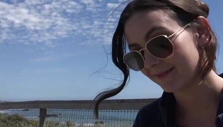 Exploring the beach on this date with Serena Hill, blowjob, and fucking her deep in public.