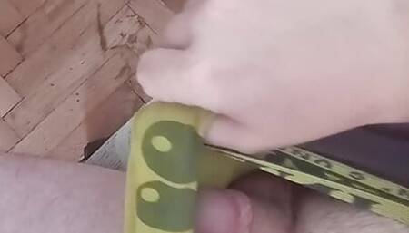 Married Guy Jerking Hairy Dick in His Panties While Alone (No Cum)