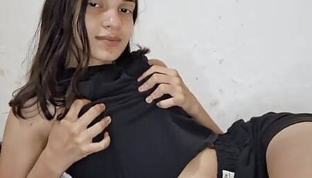 Brazilian Alice Lima fingers herself in various positions and shows off her beautiful tits