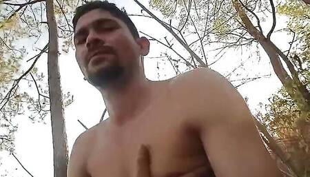 Sucking your girlfriend's brother's cock in the dense forest