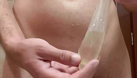 Shaving my dick and first time pissing in a condom