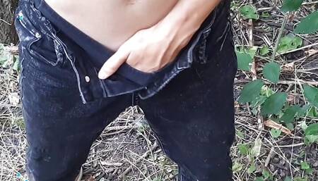 Three girlfriends in a swimsuit, shorts and jeans masturbate outdoors - Lesbian-illusion