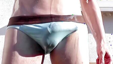 Remasturbated Speedo and Oil in the Garden with Slowmo Cum