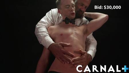 BoyForSale Sub twink Cole Blue smooth hole fingered by suited DILF