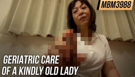 Geriatric care of a kindly old lady care helper who is easily swept away.