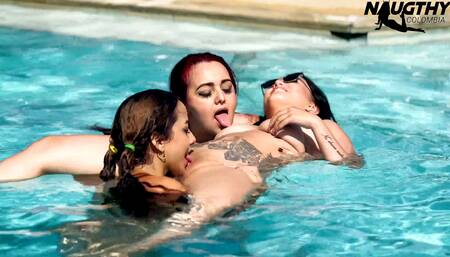 Lesbians Enjoying the Pool and Having Sex