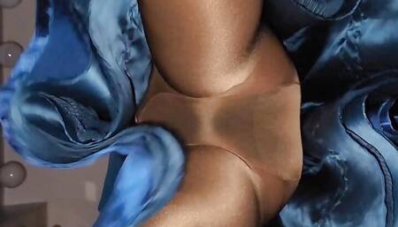 Looking up my blue satin formal skirt.