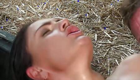 Skinny Black Hair Farm Girl Honey Demom seduce to Rough Anal Sex by Co-Worker